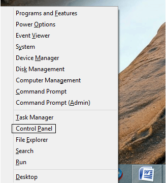 Windows Quick Access Menu, Control Panel